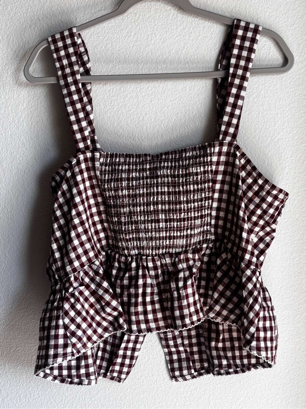 Brown Gingham Square-Neck Top - A New Day - Picture 5 of 6